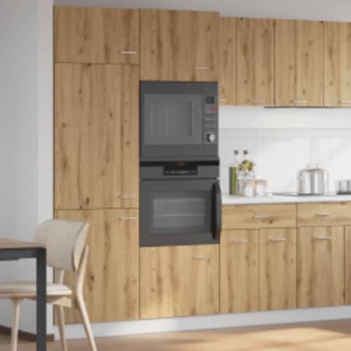QJBSAVVA Mikrowellenschrank Lyon Artisan Eiche 60x57x207 cm Küchenschrank mit Stauraum für Geschirr und Küchengeräte Langlebiges Holzwerkstoff Design für Küche und Wohnzimmer von QJBSAVVA