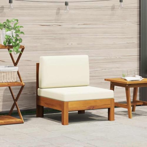 QJBSAVVA Mittelsofa Cremeweiß 61x63x60 cm aus massivem Akazienholz mit 10 cm Polsterung Modular Modern & Robust für Garten Balkon Terrasse und kleine Outdoor Lounge QJBSAVVA Mittelsofa Cremeweiß 61x63x60 cm aus massivem Akazienholz mit 10 cm Polsterung Modular Modern & Robust für Garten Balkon Terrasse und kleine Outdoor Lounge von QJBSAVVA