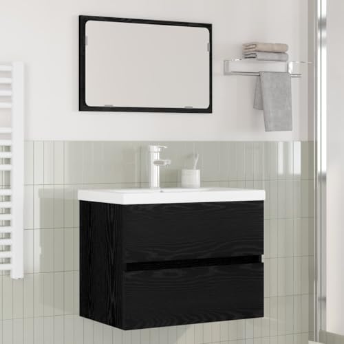 QJBSAVVA Moderner Badezimmerspiegel mit Holzrahmen Eiche 60 x 38.5 x 45 cm Elegantes Design für klare Reflexionen und stilvolle Dekoration QJBSAVVA Moderner Badezimmerspiegel mit Holzrahmen Eiche 60 x 38.5 x 45 cm Elegantes Design für klare Reflexionen und stilvolle Dekoration von QJBSAVVA