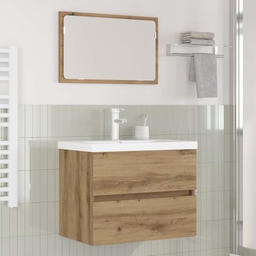 QJBSAVVA Moderner Badezimmerspiegel mit Holzwerkstoff Rahmen 60 x 38.5 x 45 cm Elegantes Design für Klare Reflexionen und Stilvolles Ambiente im Bad QJBSAVVA Moderner Badezimmerspiegel mit Holzwerkstoff Rahmen 60 x 38.5 x 45 cm Elegantes Design für Klare Reflexionen und Stilvolles Ambiente im Bad von QJBSAVVA