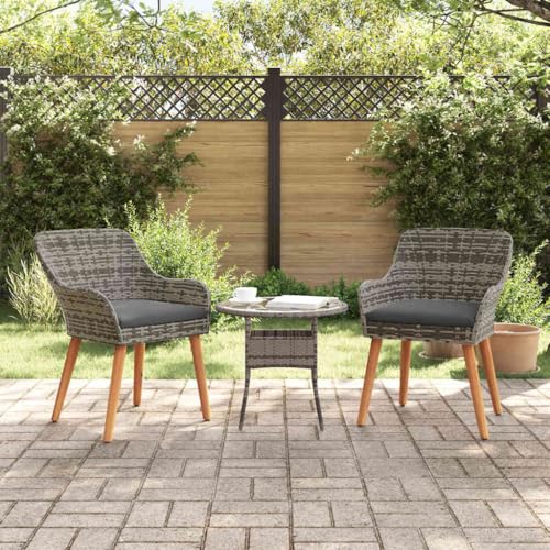 QJBSAVVA Moderner Gartenstuhl Grau aus Natürlichem Rattan mit Bequemen Kissen 40 x 40 cm Robuster Outdoor Sessel für Terrasse Balkon und Garten von QJBSAVVA