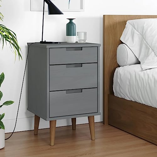 QJBSAVVA Moderner Nachttisch MOLDE aus massivem Kiefernholz mit UV-Lackierung Grau 40x35x65 cm mit 3 Schubladen Stauraum für Schlafzimmer und Wohnzimmer QJBSAVVA Moderner Nachttisch MOLDE aus massivem Kiefernholz mit UV-Lackierung Grau 40x35x65 cm mit 3 Schubladen Stauraum für Schlafzimmer und Wohnzimmer von QJBSAVVA