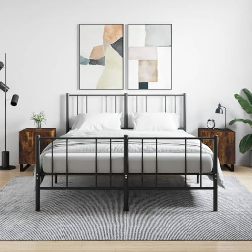 QJBSAVVA Moderner Nachttisch aus Holzwerkstoff in Räuchereiche mit Metallfüßen, geräumigem Stauraum und praktischer Tür - 2er Set für Schlafzimmer und Wohnzimmer QJBSAVVA Moderner Nachttisch aus Holzwerkstoff in Räuchereiche mit Metallfüßen, geräumigem Stauraum und praktischer Tür - 2er Set für Schlafzimmer und Wohnzimmer von QJBSAVVA