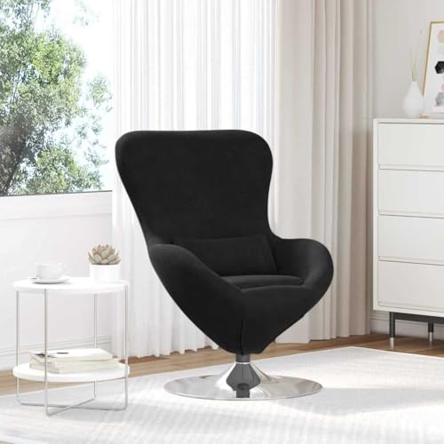 QJBSAVVA Moderner Sessel Schwarz Ergonomischer Drehsessel aus Weichem Polyester mit 150 kg Tragfähigkeit Bequem für Wohnzimmer Schlafzimmer und Leseecke von QJBSAVVA