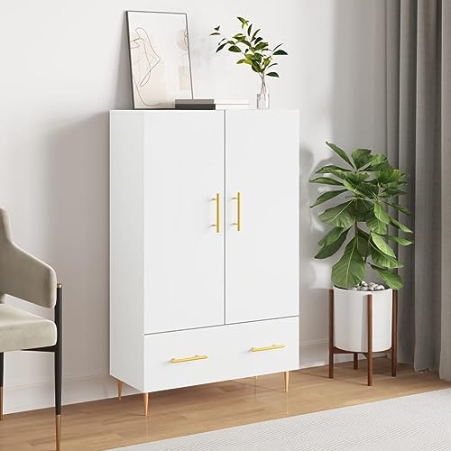 QJBSAVVA Modernes Highboard Sideboard aus Holzwerkstoff & Metall in Weiß - Stilvoller Stauraum für Wohnzimmer, Küche & Flur von QJBSAVVA