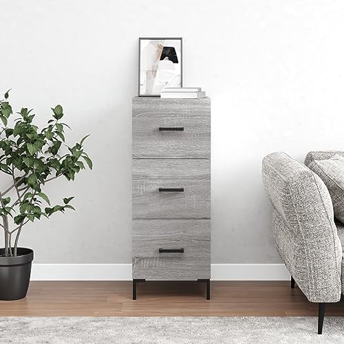 QJBSAVVA Modernes Sideboard Grau Sonoma aus Holzwerkstoff & Metall mit 3 Schubladen - Stilvolles Wohnzimmer Sideboard, Küchenschrank & Flurmöbel mit Stauraum QJBSAVVA Modernes Sideboard Grau Sonoma aus Holzwerkstoff & Metall mit 3 Schubladen - Stilvolles Wohnzimmer Sideboard, Küchenschrank & Flurmöbel mit Stauraum von QJBSAVVA