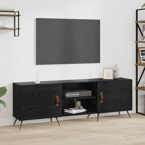 QJBSAVVA Modernes TV Lowboard aus Holzwerkstoff in Schwarze Eiche 150x30x50 cm mit minimalistischem Design für Wohnzimmer und Medienaufbewahrung von QJBSAVVA