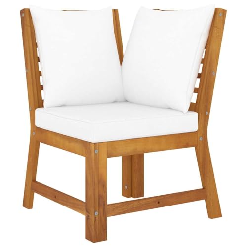 QJBSAVVA Modular Ecksofa Gartensofa aus massiver Akazie cremeweiße Kissen 60,5x60,5x81 cm wetterfest für Balkon Garten Terrasse von QJBSAVVA