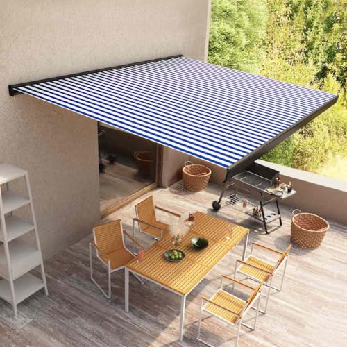 QJBSAVVA Motorisierte Kassettenmarkise 350x250 cm Blau Weiß mit Alurahmen und UV-beständigem Polyesterstoff Einziehbarer Sonnenschutz für Terrasse Balkon und Garten QJBSAVVA Motorisierte Kassettenmarkise 350x250 cm Blau Weiß mit Alurahmen und UV-beständigem Polyesterstoff Einziehbarer Sonnenschutz für Terrasse Balkon und Garten von QJBSAVVA