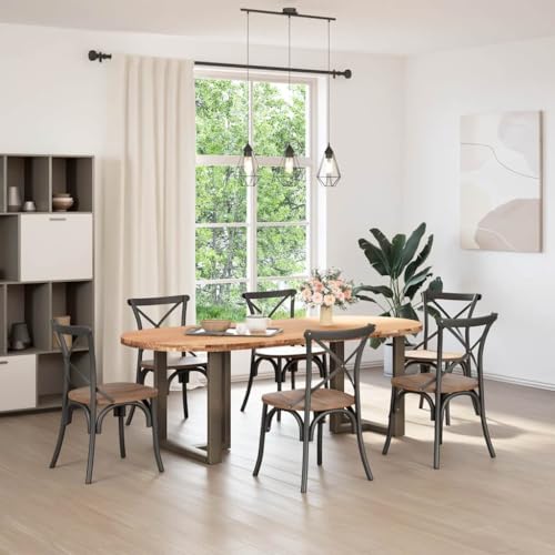 QJBSAVVA Multifunktionstisch Küchentisch Klein Kleiner Küchentisch Bistrotisch - Esstisch Hellbraun 220x100x74 cm Massivholz Eiche Oval für Kitchen Living Room Balcony Camping von QJBSAVVA