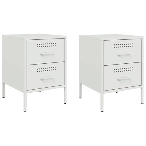 QJBSAVVA Nachtisch Badezimmerschrank Bartisch Side Table Bedroom - Nachttische 2 STK. Weiß 36x39x50,5 cm Stahl für Balkon Schlafzimmer Wohnzimmer Badezimmer QJBSAVVA Nachtisch Badezimmerschrank Bartisch Side Table Bedroom - Nachttische 2 STK. Weiß 36x39x50,5 cm Stahl für Balkon Schlafzimmer Wohnzimmer Badezimmer von QJBSAVVA