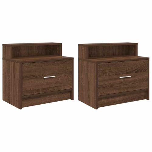 QJBSAVVA Nachtkästchen Nachttische Badezimmerschrank Tisch Wohnzimmer - Nachttische mit Schublade 2 STK. Braun Eichen-Optik 51x31x47 cm für Badezimmer Schlafzimmer Balkon Wohnzimmer QJBSAVVA Nachtkästchen Nachttische Badezimmerschrank Tisch Wohnzimmer - Nachttische mit Schublade 2 STK. Braun Eichen-Optik 51x31x47 cm für Badezimmer Schlafzimmer Balkon Wohnzimmer von QJBSAVVA