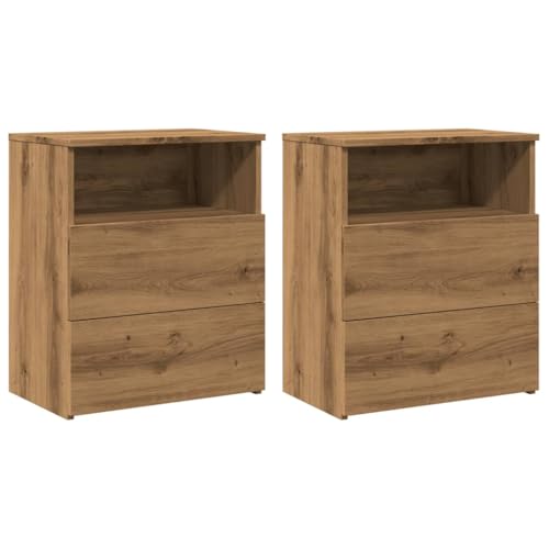 QJBSAVVA Nachtkommode Nachttische Beistelltisch Couch Side Table Bedroom - Nachttische 2 STK. Artisan-Eiche 50x32x60 cm Holzwerkstoff für Schlafzimmer Badezimmer Balkon Wohnzimmer QJBSAVVA Nachtkommode Nachttische Beistelltisch Couch Side Table Bedroom - Nachttische 2 STK. Artisan-Eiche 50x32x60 cm Holzwerkstoff für Schlafzimmer Badezimmer Balkon Wohnzimmer von QJBSAVVA
