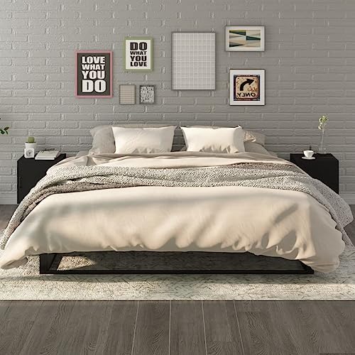 QJBSAVVA Nachttisch Schwarz Holzwerkstoff Modernes Design mit Stauraum für Schlafzimmer und Wohnzimmer von QJBSAVVA