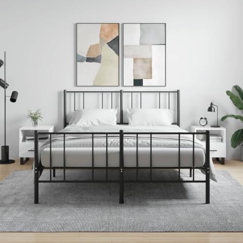 QJBSAVVA Nachttisch Set aus Holzwerkstoff Hochglanz Weiß mit Schublade und Fach Modernes Design für Schlafzimmer und Wohnzimmer von QJBSAVVA