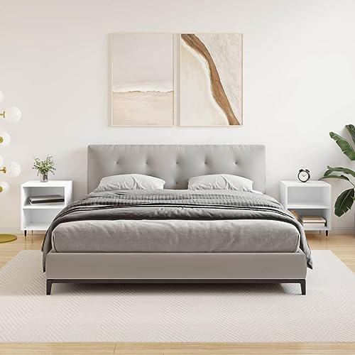 QJBSAVVA Nachttisch Set aus Holzwerkstoff und Eisen in Weiß, Modernes Design mit 2 Fächern, Stabile Tischplatte, für Schlafzimmer und Wohnzimmer QJBSAVVA Nachttisch Set aus Holzwerkstoff und Eisen in Weiß, Modernes Design mit 2 Fächern, Stabile Tischplatte, für Schlafzimmer und Wohnzimmer von QJBSAVVA