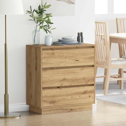 QJBSAVVA Nachttisch aus Eichenholz Modernes Design mit 3 Schubladen Stauraum Schlafzimmer Kommode Braun Matt von QJBSAVVA