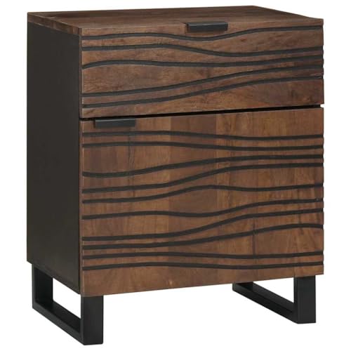 QJBSAVVA Nachttisch aus Massivholz Walnuss Braun Modernes Design mit 2 Schubladen Stauraum Schlafzimmer Kommode Beistelltisch von QJBSAVVA