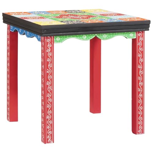 QJBSAVVA Nesting Tischset aus Naturholz mit handbemaltem geometrischen Design Quadratische Beistelltische für Wohnzimmer Boho Stil und Moderne Einrichtung von QJBSAVVA