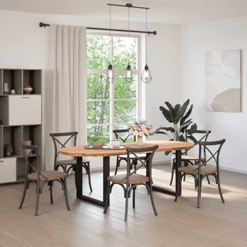 QJBSAVVA Partytisch Kleiner Küchentisch Gartentisch Klein Schreibtisch - Esstisch Hellbraun 220x100x74 cm Massivholz Eiche Oval für Living Room Camping Balcony Dining Room von QJBSAVVA