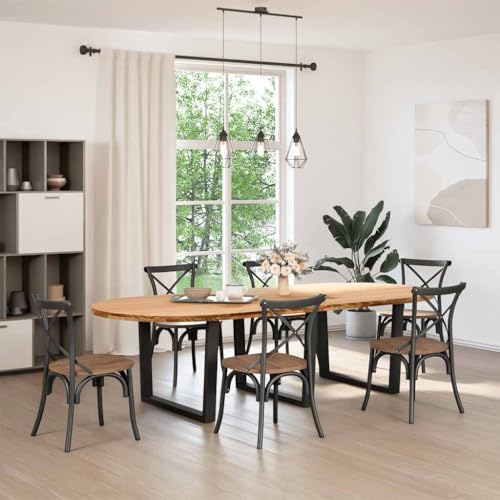 QJBSAVVA Partytisch Küchentisch Klein Gartentisch Klein Computertisch - Esstisch Hellbraun 280x120x74 cm Massivholz Eiche Oval für Kitchen Living Room Dining Room Camping QJBSAVVA Partytisch Küchentisch Klein Gartentisch Klein Computertisch - Esstisch Hellbraun 280x120x74 cm Massivholz Eiche Oval für Kitchen Living Room Dining Room Camping von QJBSAVVA