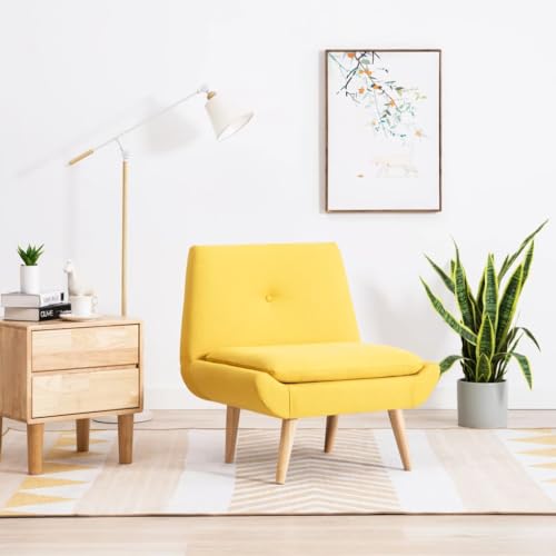 QJBSAVVA Polsterstuhl Gelb Stoffbezug mit Massivem Gummibaumholz Bein Bequemer Sessel mit Dicker Polsterung für Wohnzimmer Schlafzimmer und Balkon 73 x 66 x 77 cm QJBSAVVA Polsterstuhl Gelb Stoffbezug mit Massivem Gummibaumholz Bein Bequemer Sessel mit Dicker Polsterung für Wohnzimmer Schlafzimmer und Balkon 73 x 66 x 77 cm von QJBSAVVA