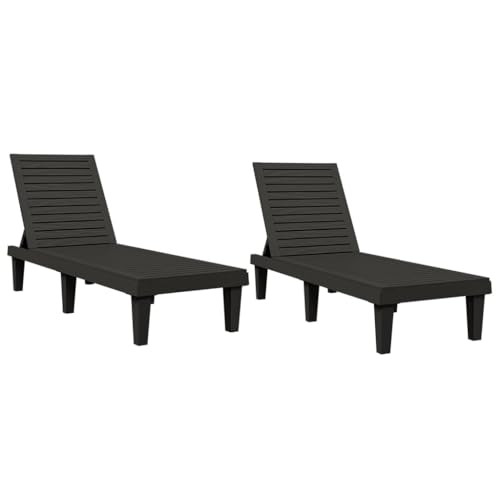 QJBSAVVA Poolliege Balkonstühle Deckchair Relaxliege Outdoor - Sonnenliegen 2 STK. Schwarz 155x58x83 cm Polypropylen für Patio Terasse Beach Garten von QJBSAVVA