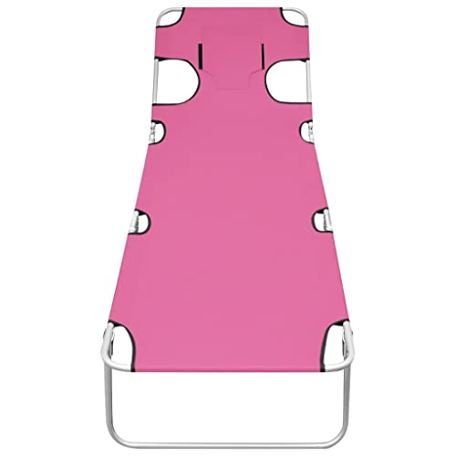 QJBSAVVA Poolliege Gartenliegen Balkonstühle Strandliege - Klappbare Sonnenliege mit Kopfkissen Stahl Magento Rosa für Balkon Patio Strand Beach QJBSAVVA Poolliege Gartenliegen Balkonstühle Strandliege - Klappbare Sonnenliege mit Kopfkissen Stahl Magento Rosa für Balkon Patio Strand Beach von QJBSAVVA