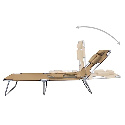 QJBSAVVA Poolliege Gartenliegen Balkonstühle Strandliege - Sonnenliege Klappbar Kopfkissen Verstellbare Rückenlehne Taupe für Balkon Patio Strand Beach von QJBSAVVA