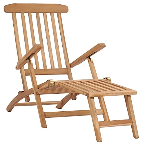 QJBSAVVA Poolliege Gartenliegen Liege Balkon Liegestuhl Balkon - Garten-Liegestühle mit Fußstützen und Tisch Teak Massivholz für Garten Terasse Lounge Patio von QJBSAVVA