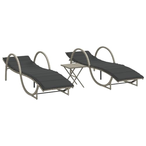 QJBSAVVA Poolliege Sonnenliege Garden Chair Strandliege - Sonnenliegen 2 STK. mit Tisch Hellgrau Poly Rattan für Strand Terasse Garden Patio QJBSAVVA Poolliege Sonnenliege Garden Chair Strandliege - Sonnenliegen 2 STK. mit Tisch Hellgrau Poly Rattan für Strand Terasse Garden Patio von QJBSAVVA