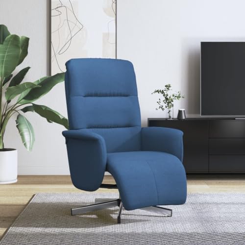 QJBSAVVA Relaxsessel Blau mit Liegefunktion 360 Grad Drehbar Bequemer Stoffbezug und Robuster Metallrahmen für Wohnzimmer Schlafzimmer und Balkon von QJBSAVVA