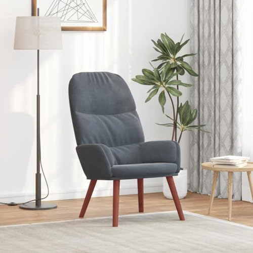 QJBSAVVA Relaxsessel Dunkelgrau Samt Bequemer Loungesessel mit Dicker Polsterung und Robustem Gestell für Wohnzimmer Schlafzimmer und Büro 70 x 77 x 98 cm von QJBSAVVA