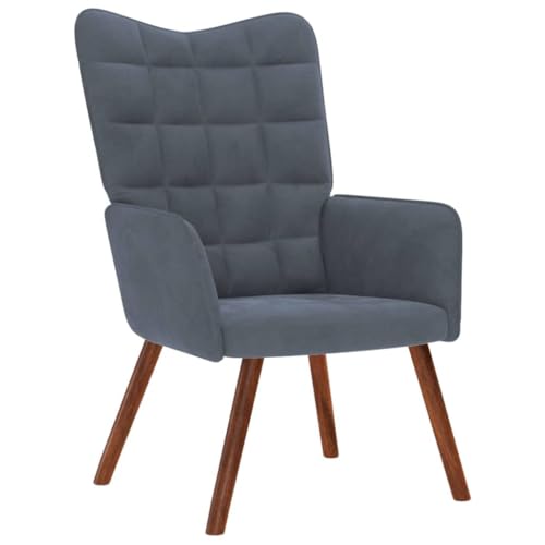 QJBSAVVA Relaxsessel Dunkelgrau Samt Bequemer Loungesessel mit Dicker Polsterung und Stabilen Metallgestell 61.5 x 69 x 95.5 cm für Wohnzimmer Schlafzimmer und Balkon von QJBSAVVA