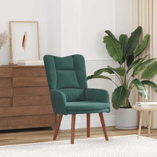 QJBSAVVA Relaxsessel Dunkelgrün Samt Moderner Sessel mit Robustem Holzrahmen und Bequemer Polsterung für Wohnzimmer Schlafzimmer oder Leseecke von QJBSAVVA