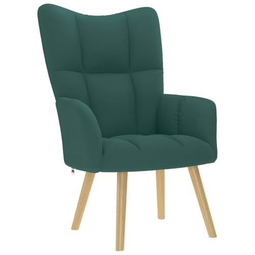 QJBSAVVA Relaxsessel Dunkelgrün Stoff Bequemer Loungesessel mit Dicker Polsterung für Wohnzimmer Schlafzimmer und Balkon 61.5 x 69 x 95.5 cm von QJBSAVVA