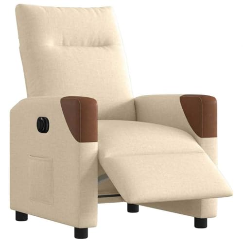 QJBSAVVA Relaxsessel Elektrisch Creme Stoff Fernsehsessel mit Liegefunktion Bequemer Lounge Sessel für Wohnzimmer Schlafzimmer und Balkon von QJBSAVVA
