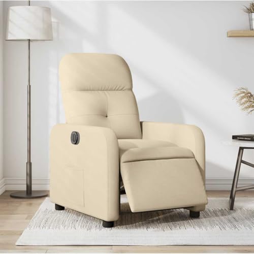QJBSAVVA Relaxsessel Elektrisch Creme Stoff Fernsehsessel mit Liegefunktion Bequemer Loungesessel für Wohnzimmer Schlafzimmer und Balkon von QJBSAVVA