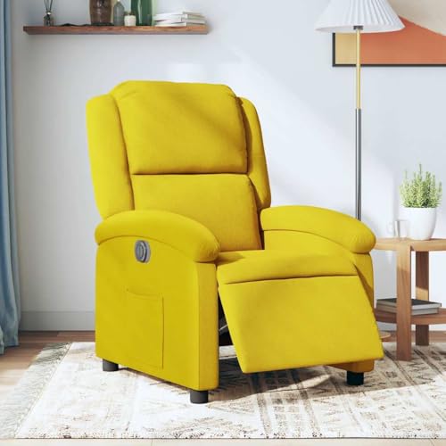 QJBSAVVA Relaxsessel Elektrisch Gelb Samt Fernsehsessel mit Liegefunktion Bequemer Loungesessel für Wohnzimmer Schlafzimmer und Balkon von QJBSAVVA
