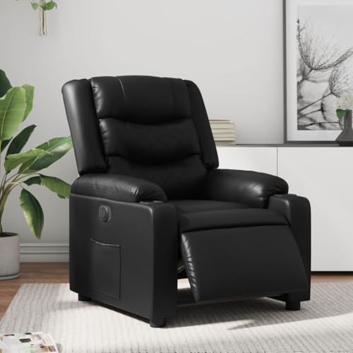 QJBSAVVA Relaxsessel Elektrisch Schwarz Kunstleder mit Liegefunktion Bequemer Fernsehsessel für Wohnzimmer Schlafzimmer und Balkon 110 kg Tragfähigkeit QJBSAVVA Relaxsessel Elektrisch Schwarz Kunstleder mit Liegefunktion Bequemer Fernsehsessel für Wohnzimmer Schlafzimmer und Balkon 110 kg Tragfähigkeit von QJBSAVVA