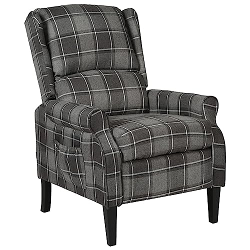 QJBSAVVA Relaxsessel Grau Verstellbarer Loungesessel mit Fußstütze aus Stoff und Holzfüßen 71 x 90,5 x 101,5 cm Bequem für Wohnzimmer Schlafzimmer und Balkon von QJBSAVVA