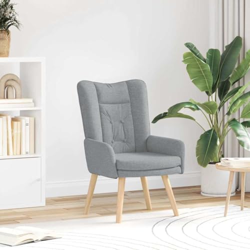 QJBSAVVA Relaxsessel Hellgrau Moderner Wohnzimmer Sessel mit Federkissen und Holzbeinen Bequem & Platzsparend für Wohnzimmer Schlafzimmer und Arbeitszimmer von QJBSAVVA