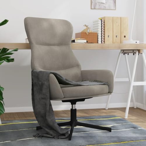 QJBSAVVA Relaxsessel Hellgrau aus Samt 360 Grad Drehbar Bequemer Loungesessel mit Metallgestell für Wohnzimmer Schlafzimmer und Balkon 70 x 77 x 94 cm von QJBSAVVA