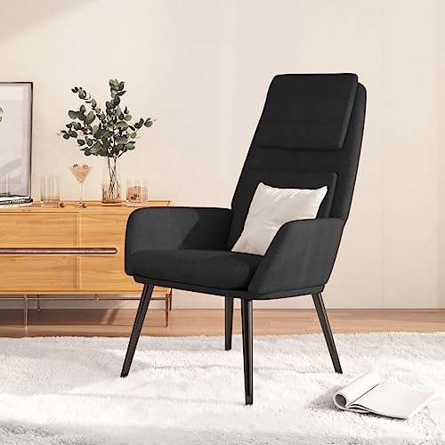 QJBSAVVA Relaxsessel Schwarz Stoff Bequemer Loungesessel mit Metallrahmen und Dicker Polsterung 70 x 77 x 98 cm für Wohnzimmer Balkon und Schlafzimmer von QJBSAVVA