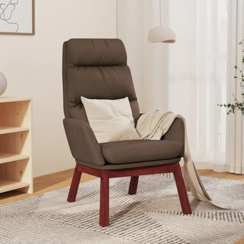 QJBSAVVA Relaxsessel Taupe Stoff 70 x 77 x 98 cm Bequemer Loungesessel mit Metallrahmen & Massivholz Beinen für Wohnzimmer Schlafzimmer und Balkon von QJBSAVVA