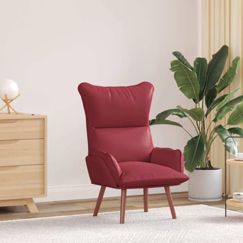 QJBSAVVA Relaxsessel Weinrot Moderner Wohnzimmer Sessel mit Ergonomischer Rückenunterstützung und Gepolsterten Armlehnen aus Polyester Stoff für Lesen und Entspannung von QJBSAVVA