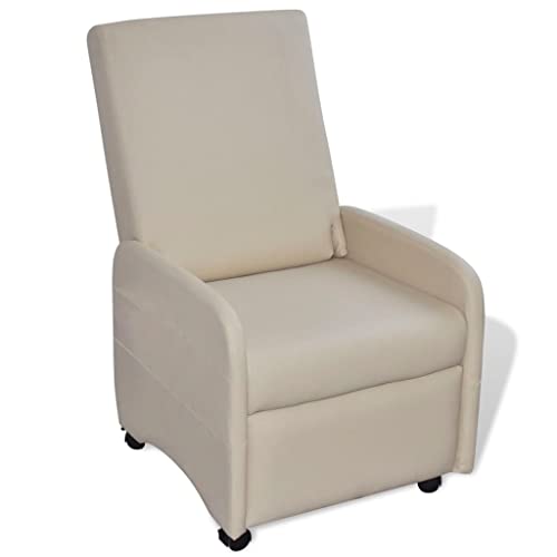 QJBSAVVA Relaxsessel aus Creme Kunstleder mit Verstellbarer Rückenlehne und Fußteil Bequemer Loungesessel für Wohnzimmer Schlafzimmer und Balkon 65 x 83 x 101 cm QJBSAVVA Relaxsessel aus Creme Kunstleder mit Verstellbarer Rückenlehne und Fußteil Bequemer Loungesessel für Wohnzimmer Schlafzimmer und Balkon 65 x 83 x 101 cm von QJBSAVVA