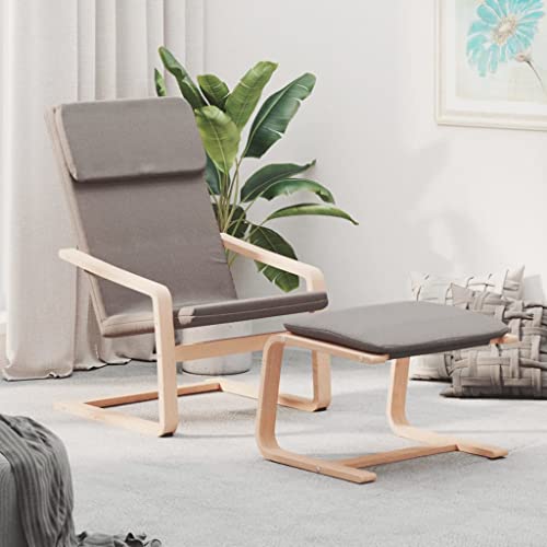 QJBSAVVA Relaxsessel mit Fußhocker Taupe Stoff Gemütlicher Sessel für Wohnzimmer Schlafzimmer und Balkon Robustes Design mit Massivholz Rahmen von QJBSAVVA