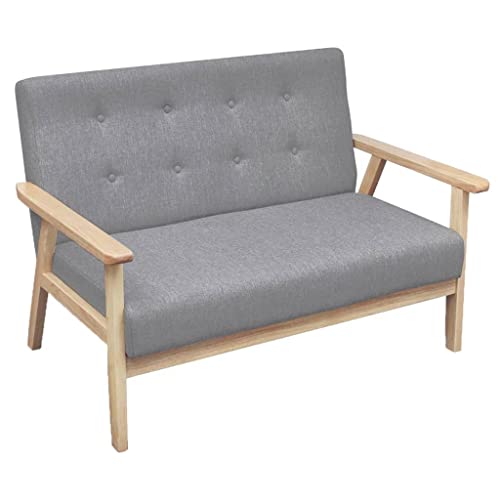 QJBSAVVA Retro Sofa Hellgrau 2-Sitzer mit Holzgestell und Stoffbezug 113.5 x 67 x 73.5 cm Bequemes Schlafsofa für Wohnzimmer Esszimmer und Balkon QJBSAVVA Retro Sofa Hellgrau 2-Sitzer mit Holzgestell und Stoffbezug 113.5 x 67 x 73.5 cm Bequemes Schlafsofa für Wohnzimmer Esszimmer und Balkon von QJBSAVVA