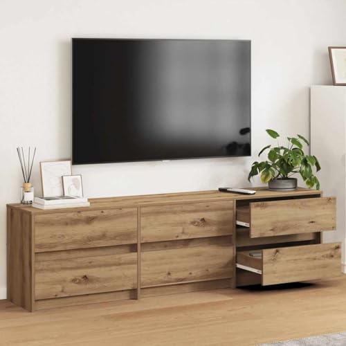 QJBSAVVA Rustikaler Fernsehtisch aus Holz mit LED-Lichtern Braun 181x34x50 cm TV-Schrank Lowboard für Wohnzimmer von QJBSAVVA
